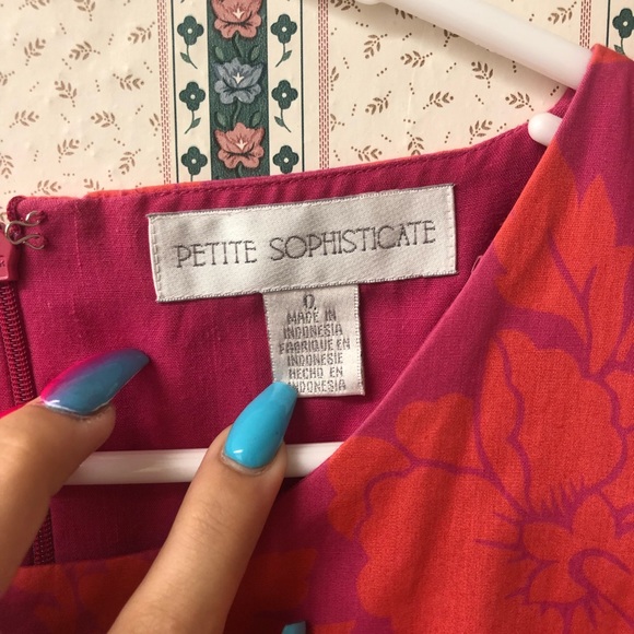 Pink & Orange Floral Petite Sophisticate Business Casual Dress - Picture 4 of 8